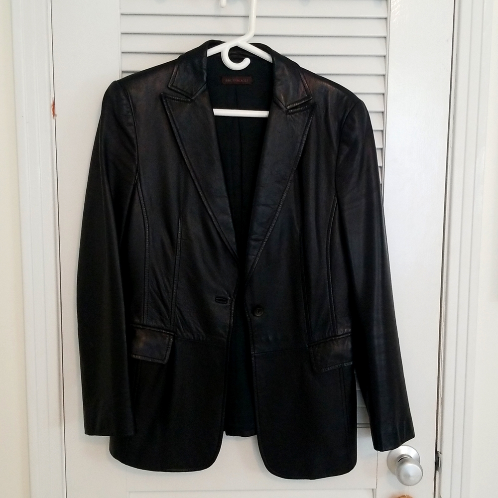 Black leather blazer